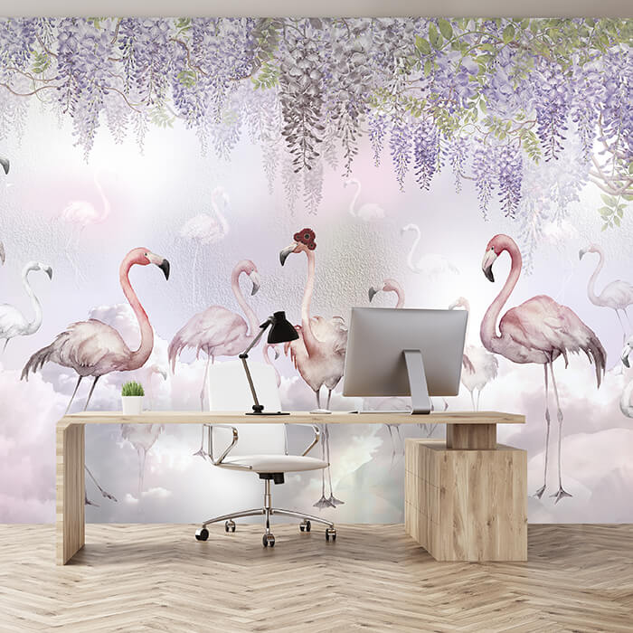 Fototapete rosa Flamingos Blüten pastell M6277 - Bild 1 Fototapete rosa Flamingos Blüten pastell M6277 - Bild 1