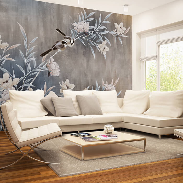 Fototapete Vintage Blumen Vögel M6295 - Bild 1 Fototapete Vintage Blumen Vögel M6295 - Bild 1