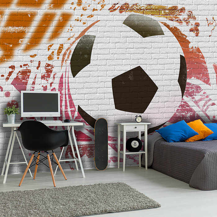 Fototapete Fussball Graffiti Mauer M6315 - Bild 1 Fototapete Fussball Graffiti Mauer M6315 - Bild 1