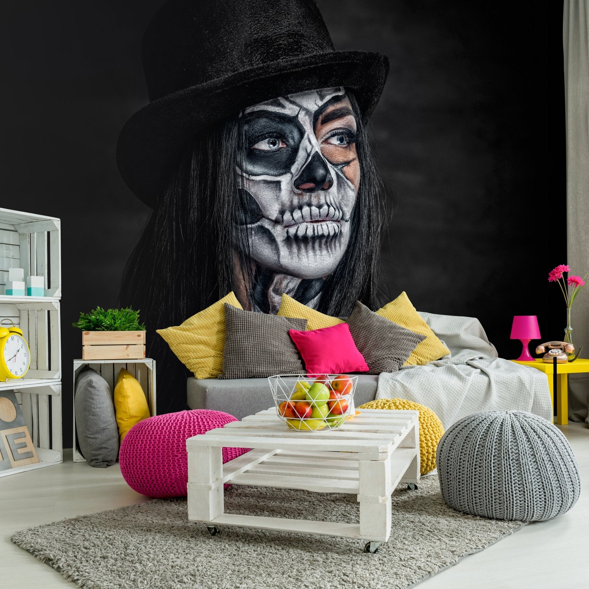 Fototapete Frau Portrait Totenkopf M6508 - Bild 1 Fototapete Frau Portrait Totenkopf M6508 - Bild 1