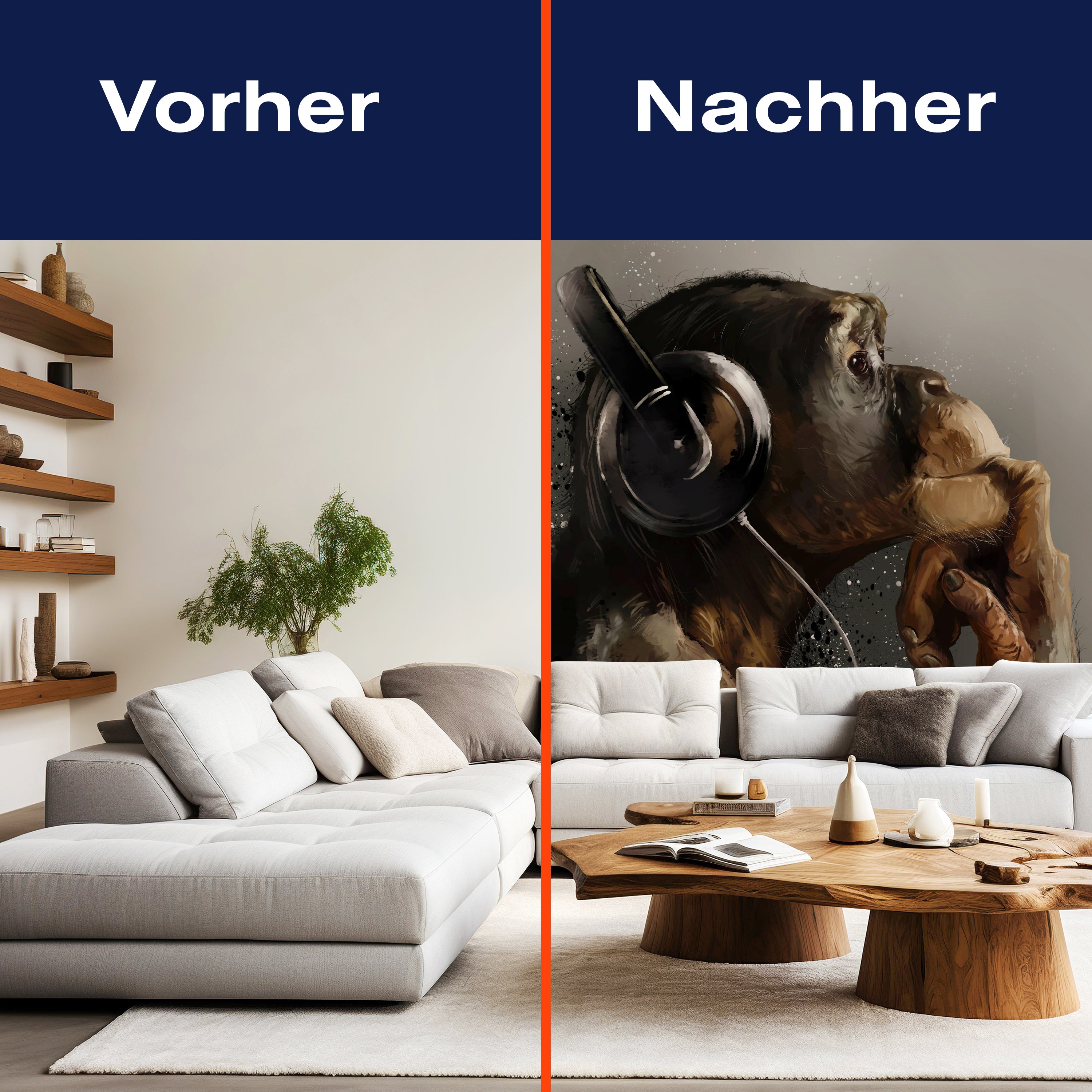 Fototapete Affe Schimpanse Kopfhörer M6540 - Bild 9 Fototapete Affe Schimpanse Kopfhörer M6540 - Bild 9