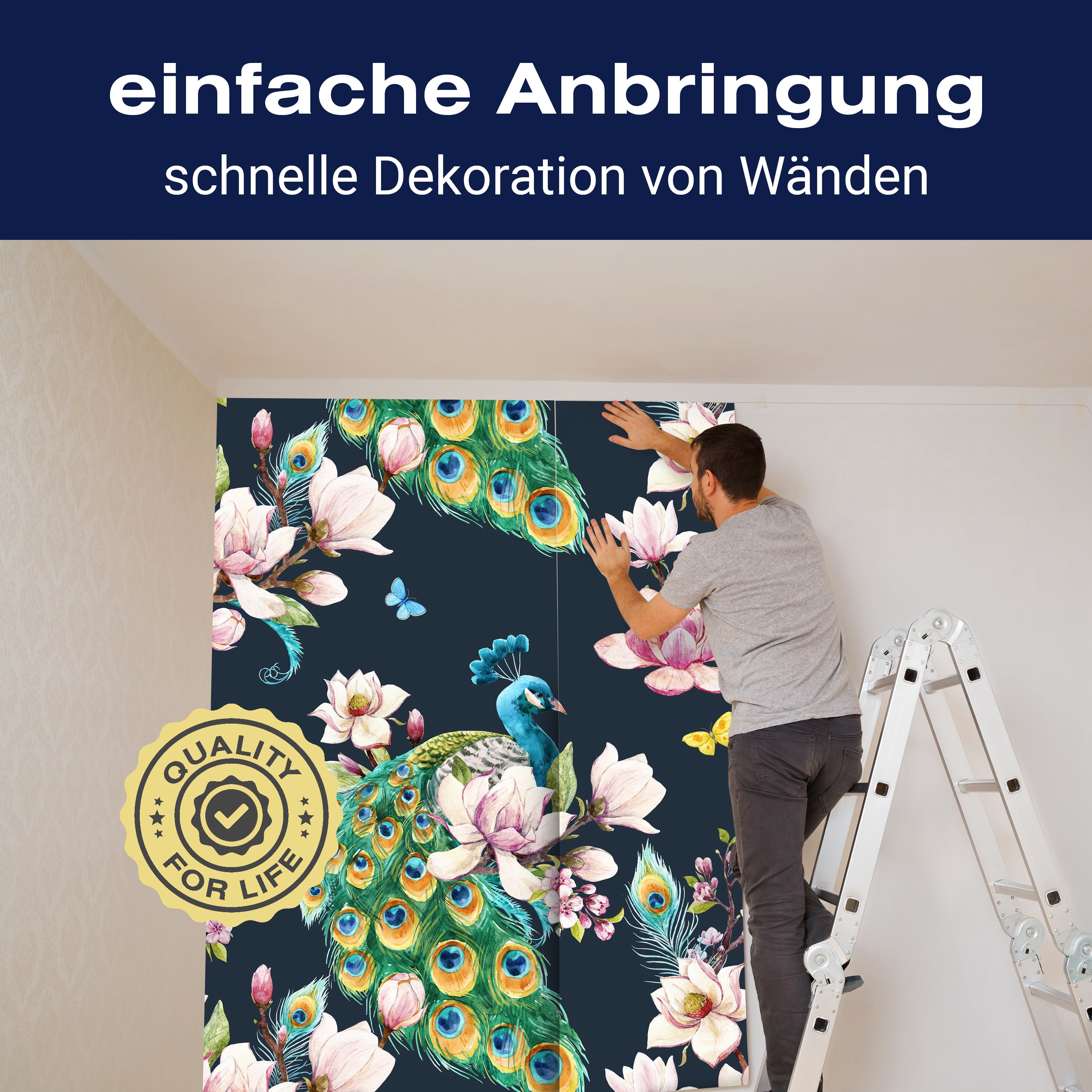 Fototapete Kunst Aquarell Pfau Muster M6581 - Bild 3 Fototapete Kunst Aquarell Pfau Muster M6581 - Bild 3