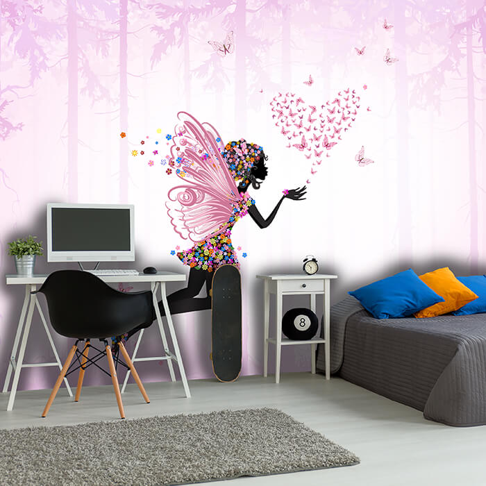 Fototapete Elfe Herz Wald rosa M6597 - Bild 1 Fototapete Elfe Herz Wald rosa M6597 - Bild 1