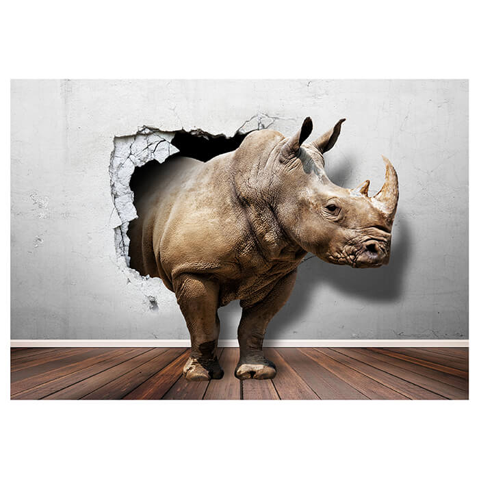 Fototapete Nashorn 3D Optik Wanddruchbruch M6616 - Bild 2 Fototapete Nashorn 3D Optik Wanddruchbruch M6616 - Bild 2