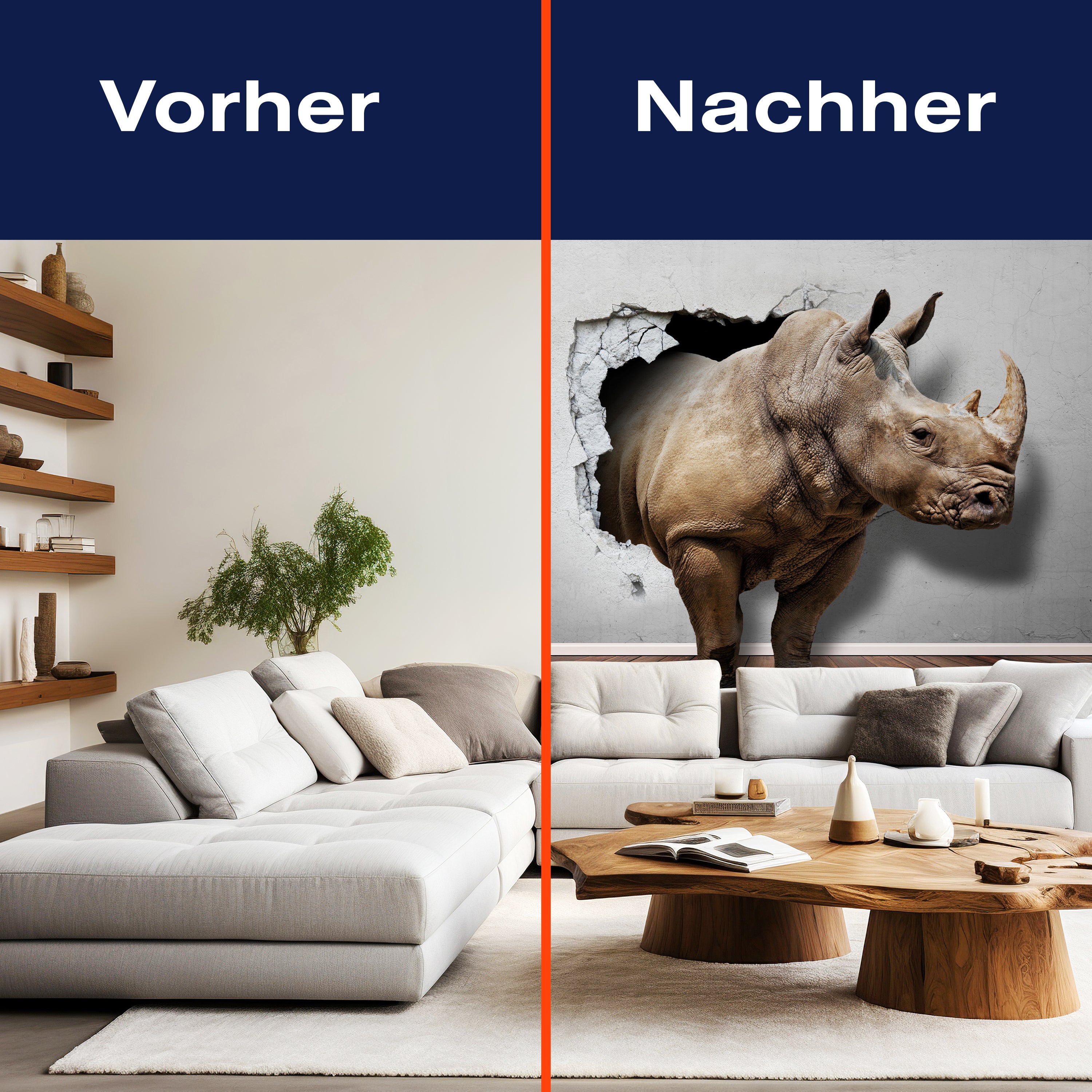 Fototapete Nashorn 3D Optik Wanddruchbruch M6616 - Bild 9 Fototapete Nashorn 3D Optik Wanddruchbruch M6616 - Bild 9