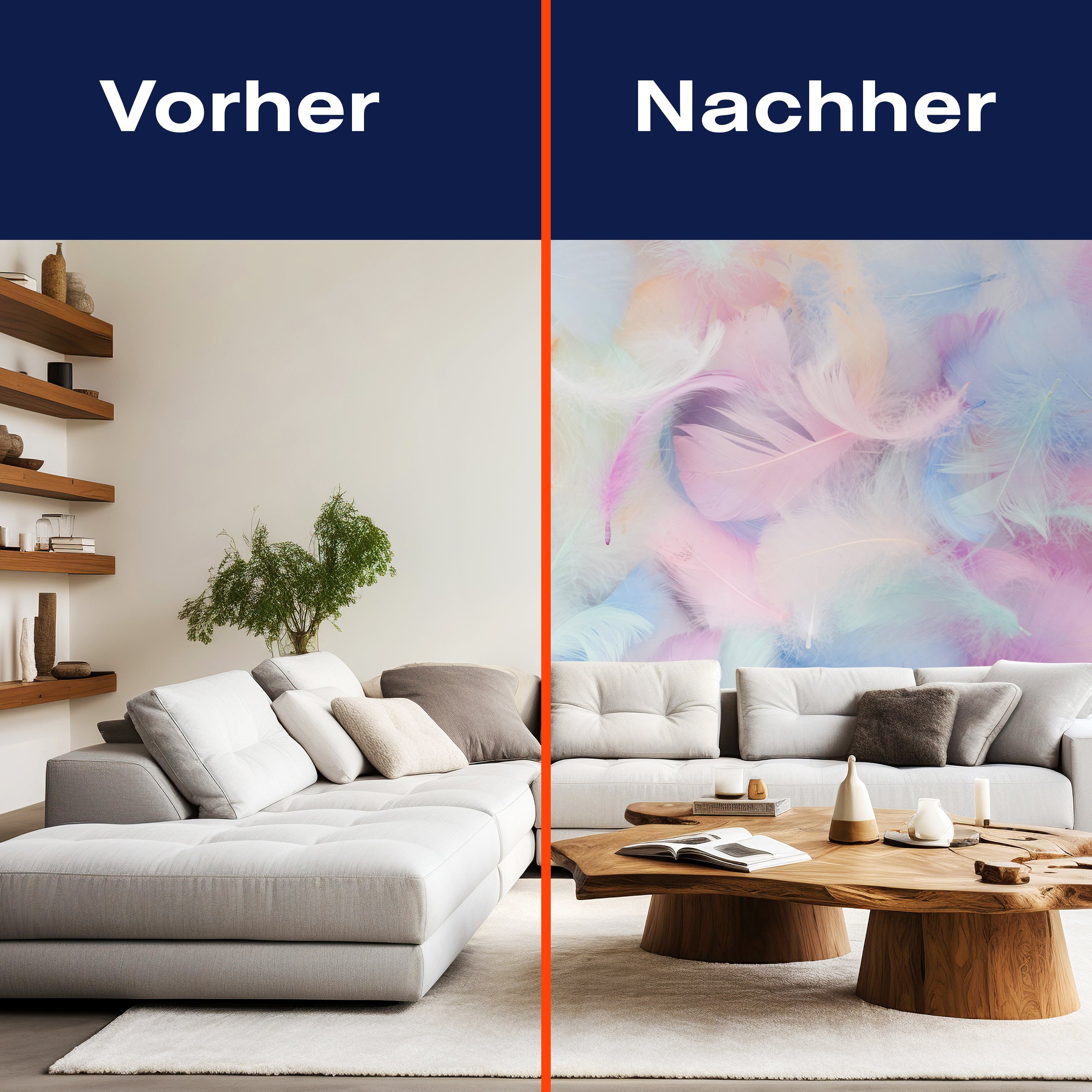 Fototapete Federn pastell rosa blau M6632 - Bild 9 Fototapete Federn pastell rosa blau M6632 - Bild 9