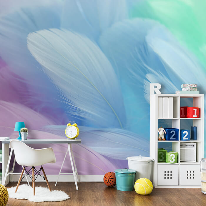 Fototapete Federn pastell blau violett M6636 - Bild 1 Fototapete Federn pastell blau violett M6636 - Bild 1