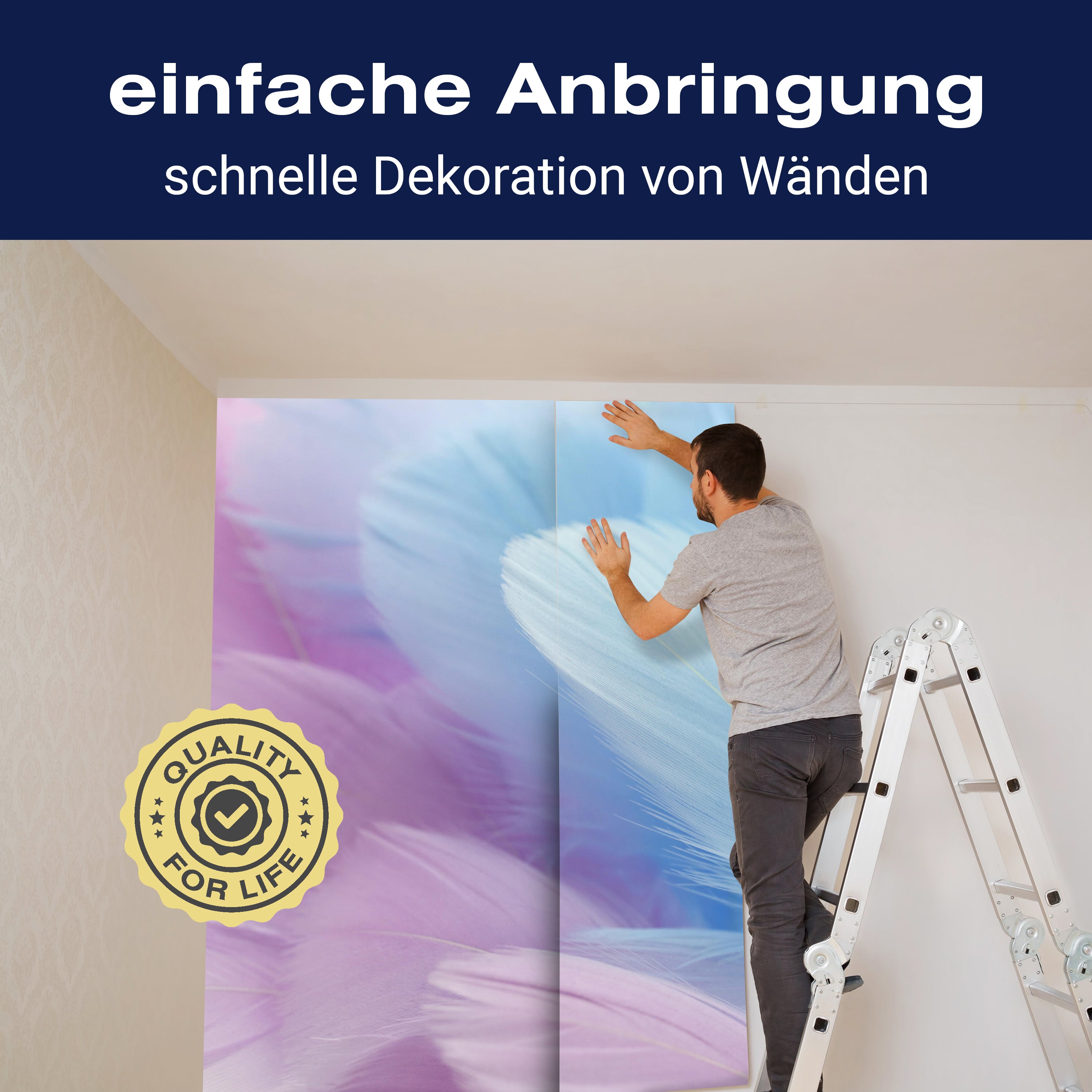 Fototapete Federn pastell blau violett M6636 - Bild 3 Fototapete Federn pastell blau violett M6636 - Bild 3