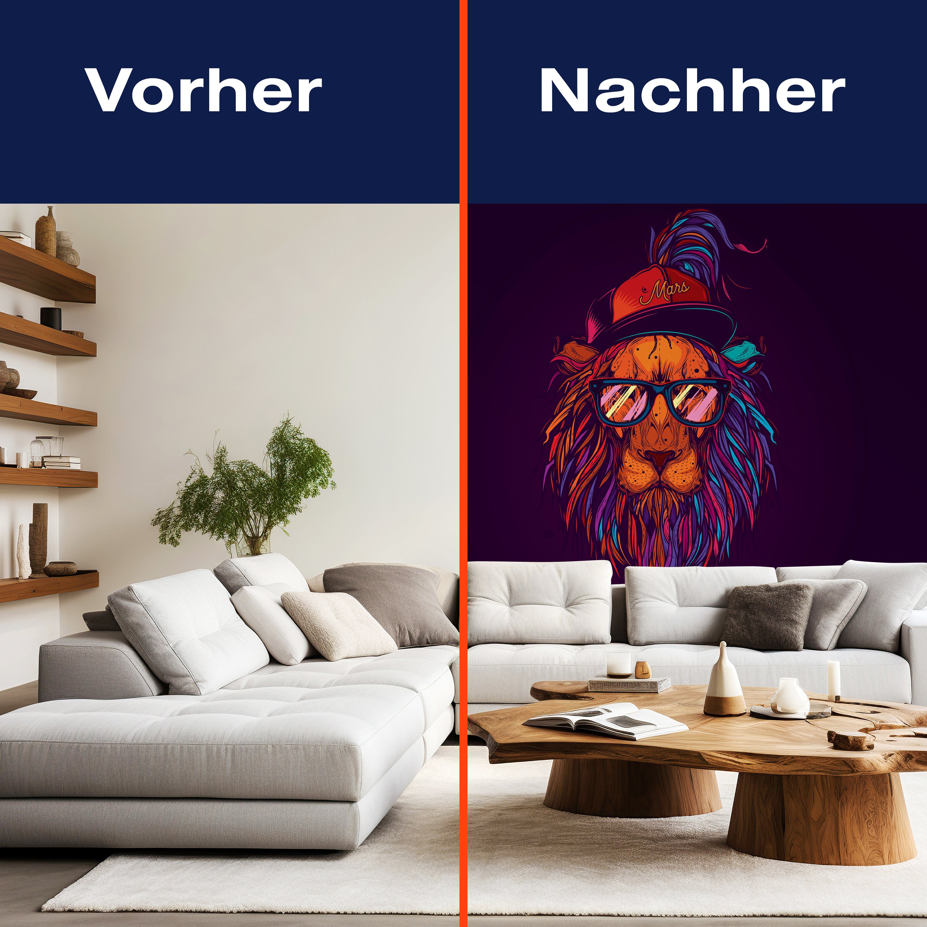 Fototapete Löwe Kunst Brille M6682 - Bild 9 Fototapete Löwe Kunst Brille M6682 - Bild 9