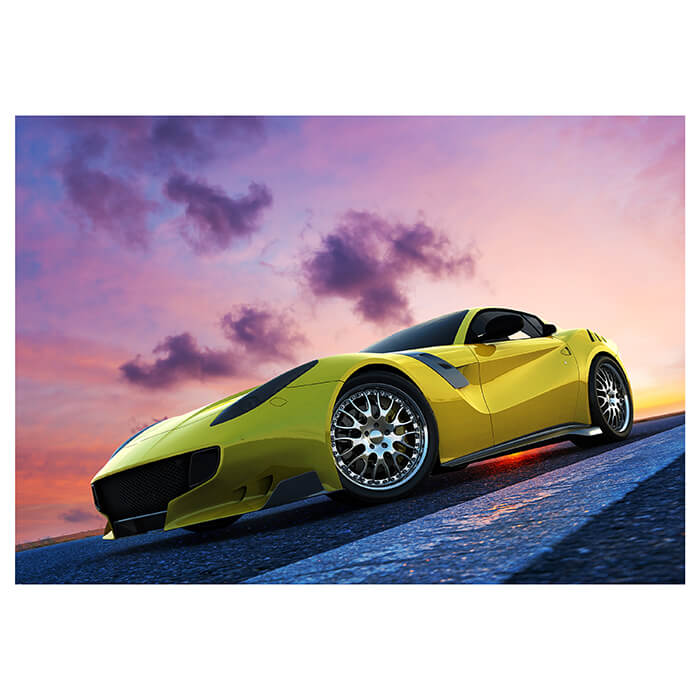 Fototapete gelber Sportwagen Straße M6729 - Bild 2 Fototapete gelber Sportwagen Straße M6729 - Bild 2