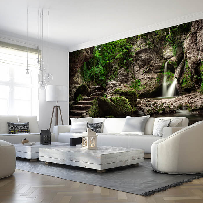 Fototapete Wasserfall Treppe See M6756 - Bild 1 Fototapete Wasserfall Treppe See M6756 - Bild 1