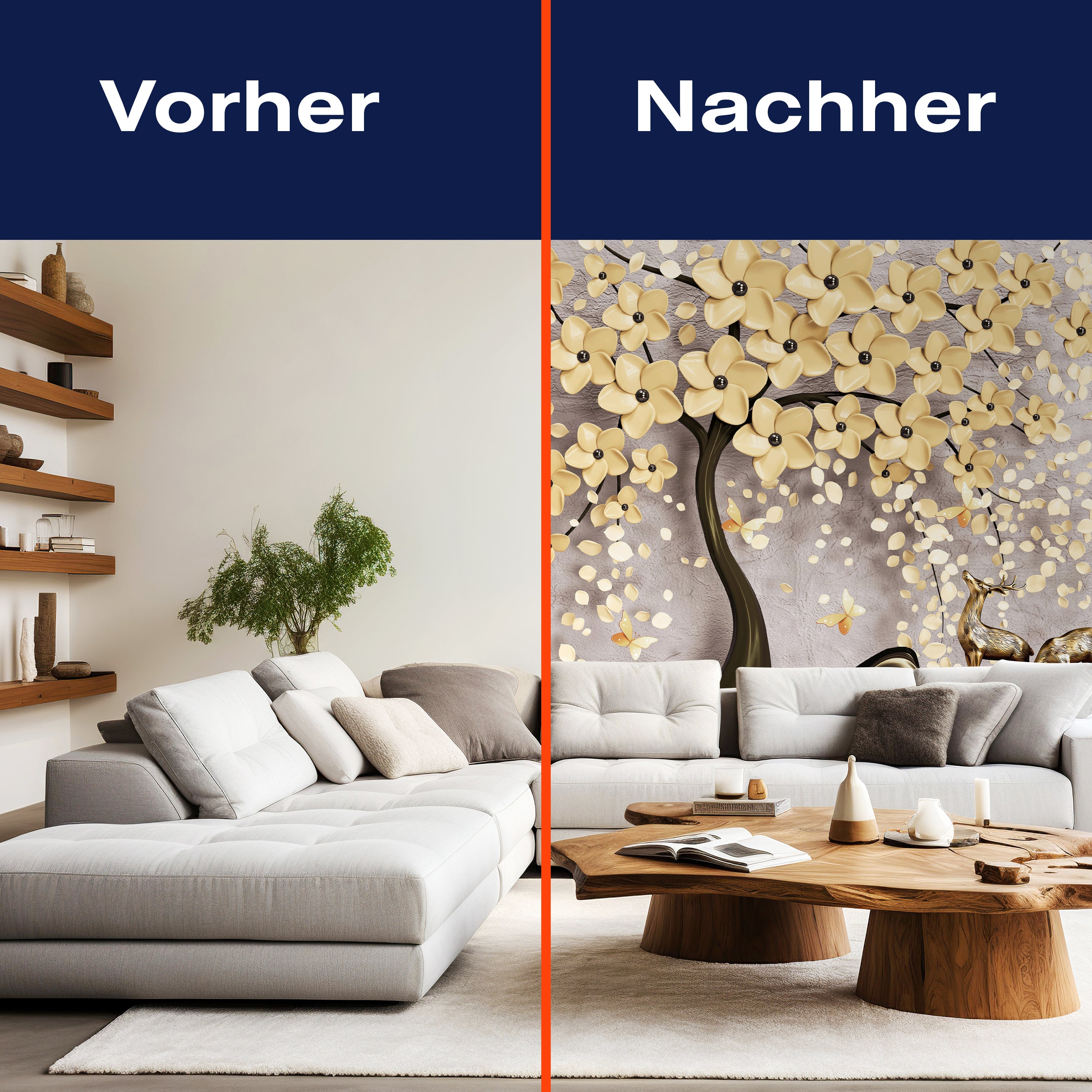 Fototapete Blütenbaum gold Reh M6788 - Bild 9 Fototapete Blütenbaum gold Reh M6788 - Bild 9