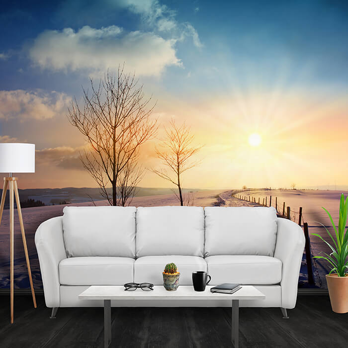 Fototapete Schnee Zaun Bäume Sonne M6813 - Bild 1 Fototapete Schnee Zaun Bäume Sonne M6813 - Bild 1