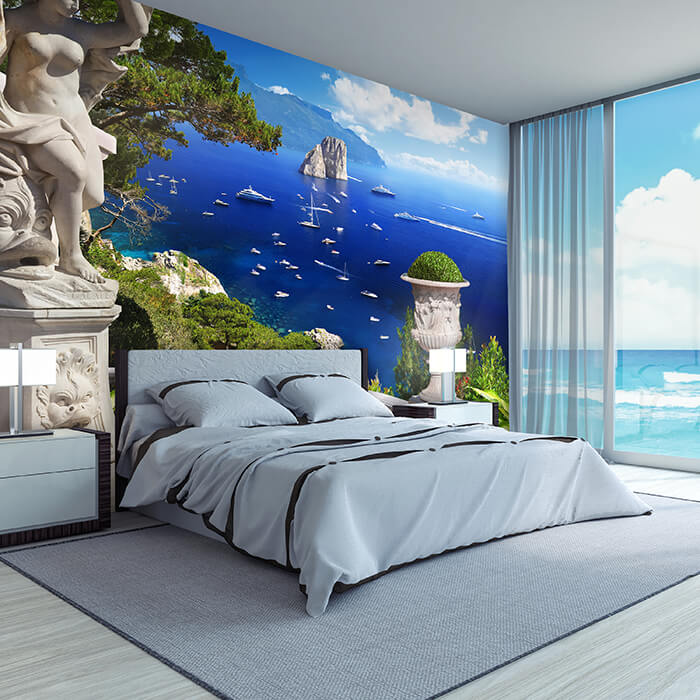 Fototapete Statue Meer Boote mediterran M6836 - Bild 1 Fototapete Statue Meer Boote mediterran M6836 - Bild 1