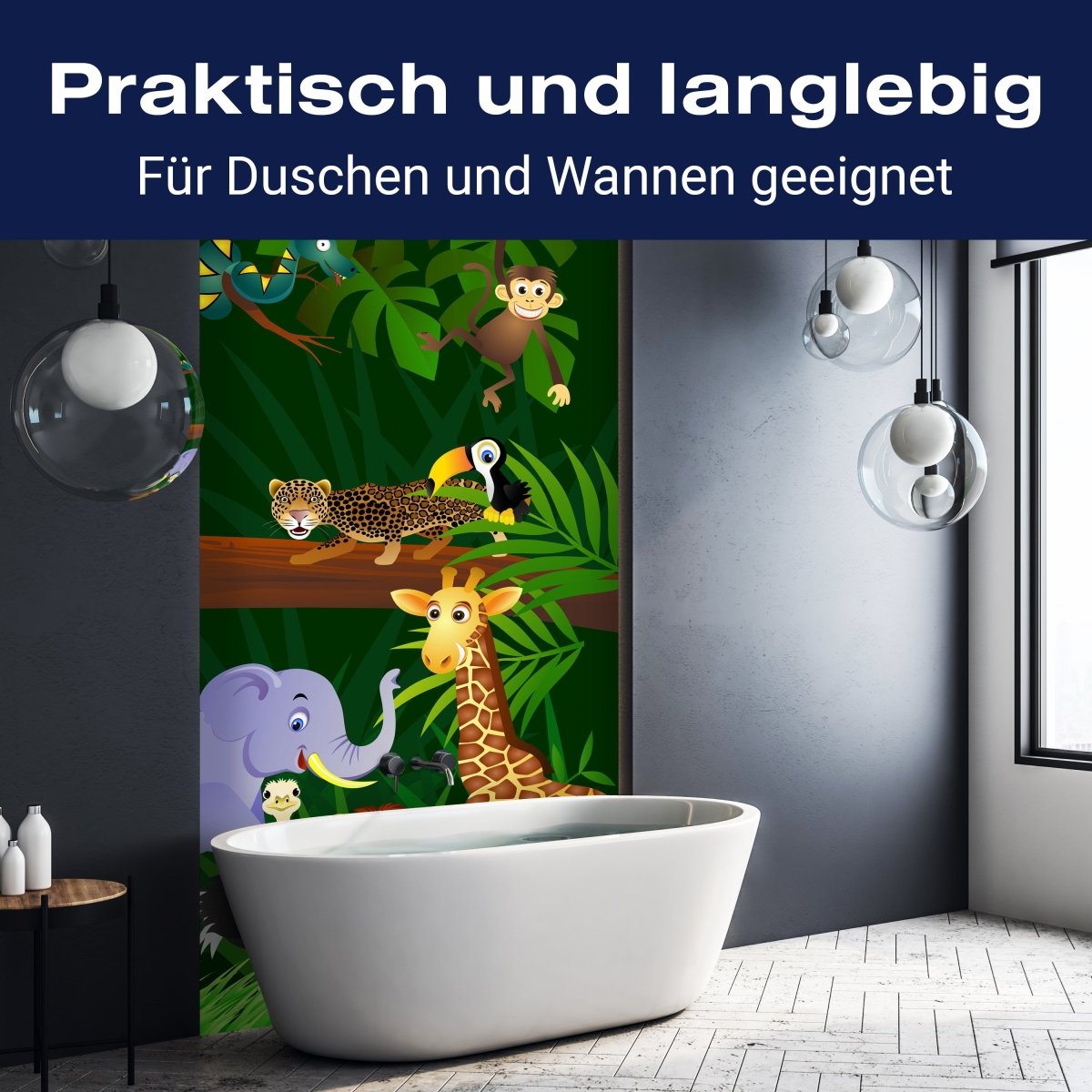 Duschwand Dschungeltiere M0002 entdecken - Bild 3 Duschwand Dschungeltiere M0002 entdecken - Bild 3