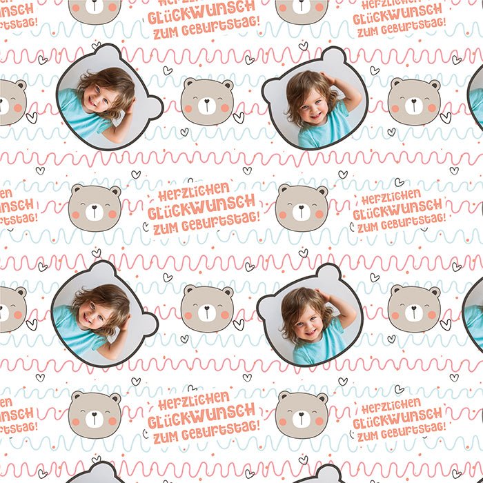 Geschenkpapier personalisiert, Teddy, Foto M0008 Geschenkpapier personalisiert, Teddy, Foto M0008