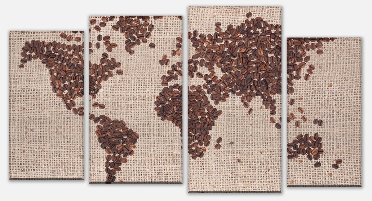 Leinwandbild Mehrteiler Weltkarte Kaffee M0012 Leinwandbild Mehrteiler Weltkarte Kaffee M0012