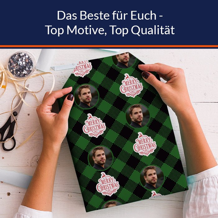 Geschenkpapier personalisiert Geschenkpapier Merry Christmas kariert M0026 - Bild 5