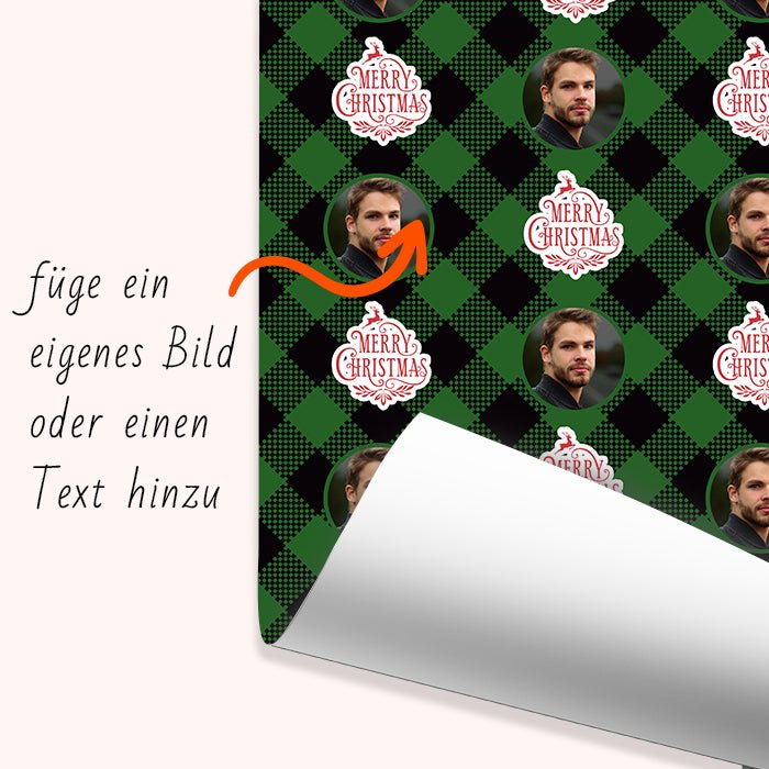 Geschenkpapier personalisiert Geschenkpapier Merry Christmas kariert M0026 - Bild 6