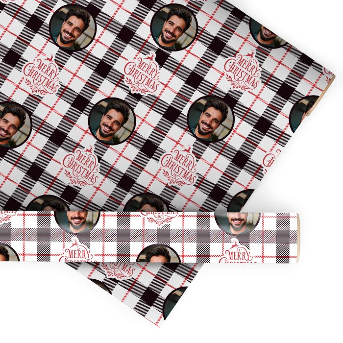 Geschenkpapier personalisiert Geschenkpapier Merry Christmas schwarz kariert M0028 - Bild 1 Geschenkpapier personalisiert Geschenkpapier Merry Christmas schwarz kariert M0028 - Bild 1