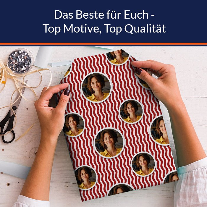 Geschenkpapier personalisiert Geschenkpapier rote Wellen M0032 - Bild 5