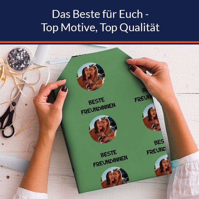 Geschenkpapier personalisiert Geschenkpapier grün Foto Text M0033 - Bild 5