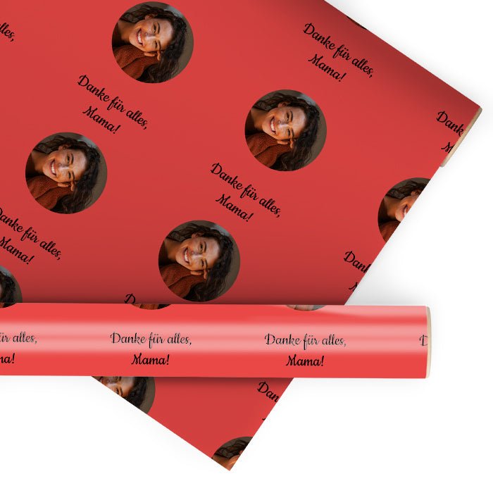 Geschenkpapier personalisiert Geschenkpapier rot Foto Text M0035 - Bild 1 Geschenkpapier personalisiert Geschenkpapier rot Foto Text M0035 - Bild 1