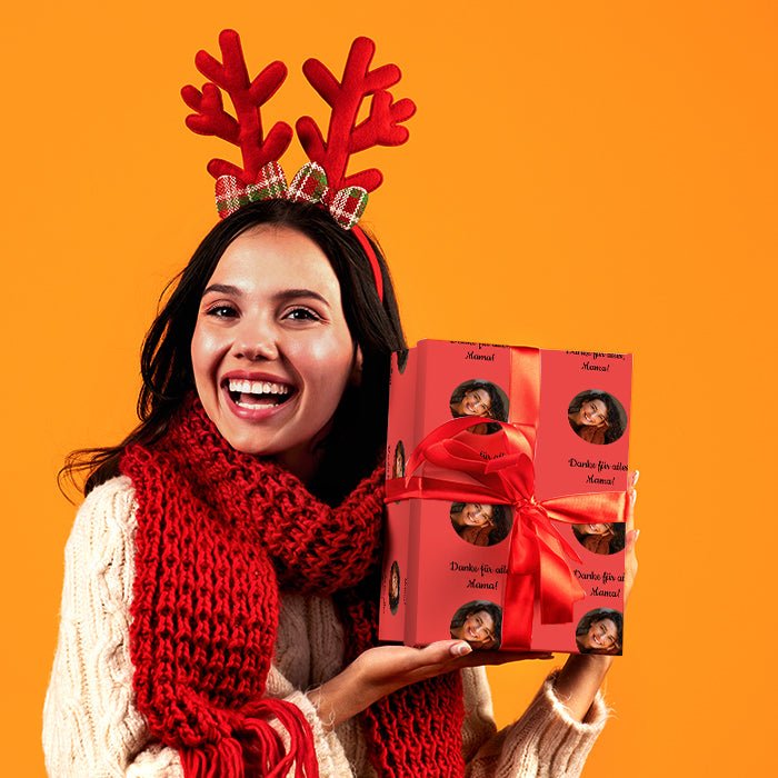 Geschenkpapier personalisiert Geschenkpapier rot Foto Text M0035 - Bild 2 Geschenkpapier personalisiert Geschenkpapier rot Foto Text M0035 - Bild 2