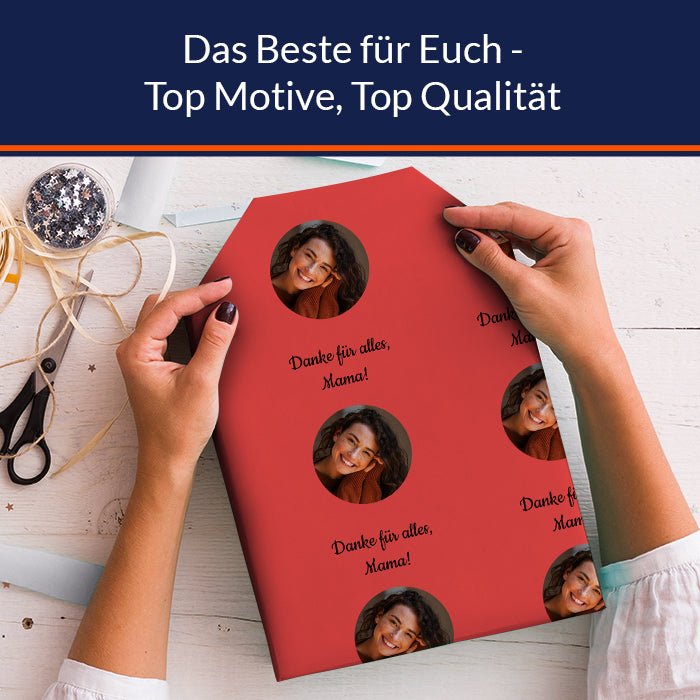 Geschenkpapier personalisiert Geschenkpapier rot Foto Text M0035 - Bild 5