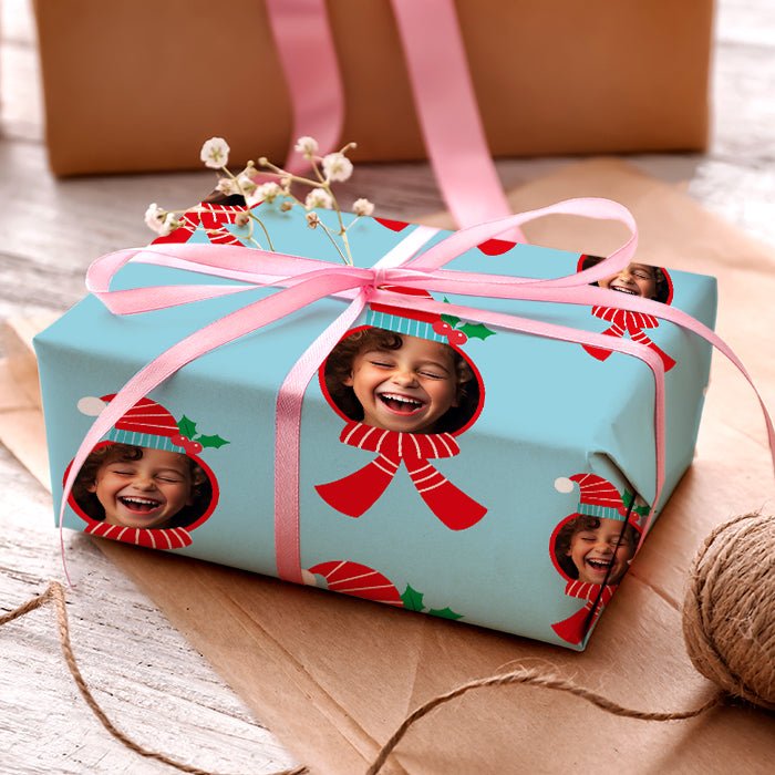 Geschenkpapier personalisiert Geschenkpapier Weihnachten Mütze Foto M0041 - Bild 3