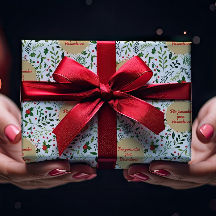 Geschenkpapier personalisiert Geschenkpapier Weihnachten Stechpalme Text M0046 - Bild 4