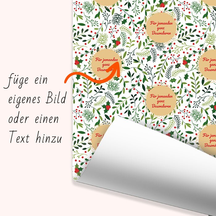 Geschenkpapier personalisiert Geschenkpapier Weihnachten Stechpalme Text M0046 - Bild 6