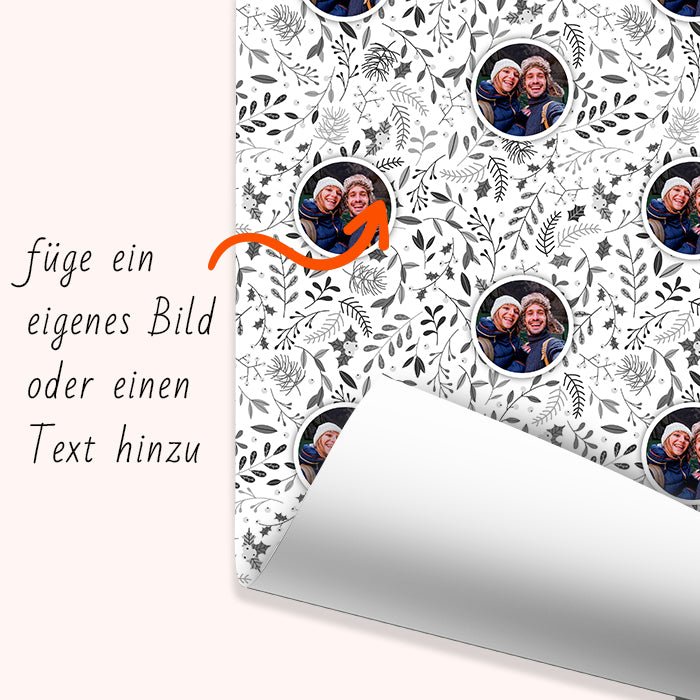 Geschenkpapier personalisiert Geschenkpapier Weihnachten Stechpalme grau Foto M0047 - Bild 6