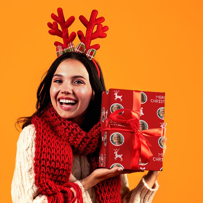 Geschenkpapier personalisiert Geschenkpapier Weihnachten Strickmuster rot Foto M0048 - Bild 2 Geschenkpapier personalisiert Geschenkpapier Weihnachten Strickmuster rot Foto M0048 - Bild 2