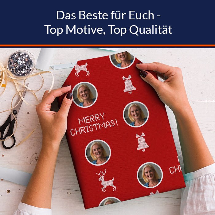 Geschenkpapier personalisiert Geschenkpapier Weihnachten Strickmuster rot Foto M0048 - Bild 5