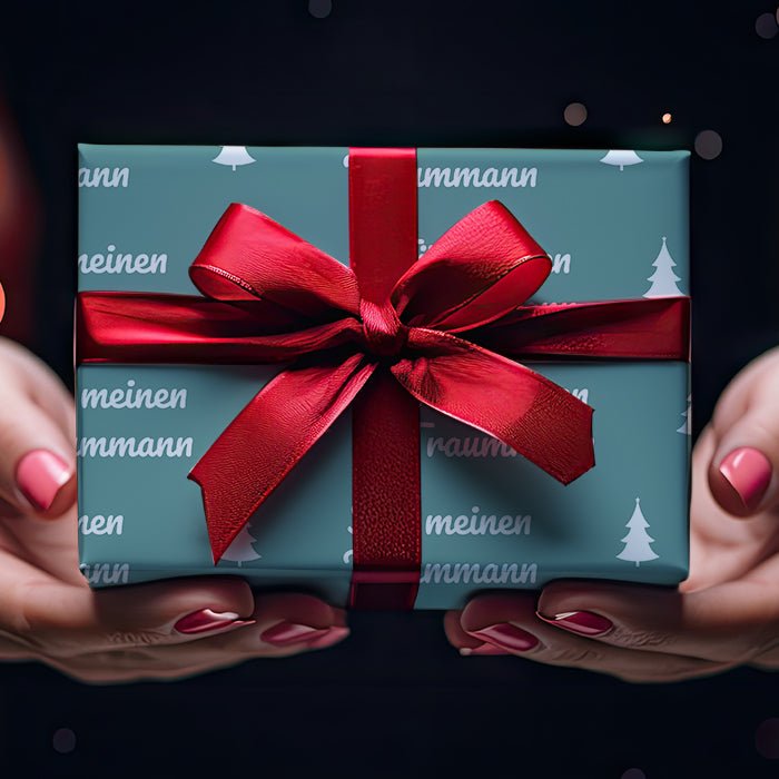 Geschenkpapier personalisiert Geschenkpapier Weihnachten Tannenbaum türkis Text M0049 - Bild 4 Geschenkpapier personalisiert Geschenkpapier Weihnachten Tannenbaum türkis Text M0049 - Bild 4