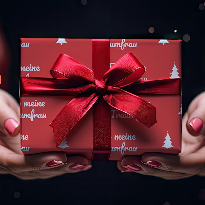 Geschenkpapier personalisiert Geschenkpapier Weihnachten Tannenbaum rot Text M0050 - Bild 4