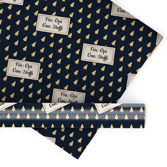 Geschenkpapier personalisiert Geschenkpapier Weihnachten Tannenbaum blau Text M0053 - Bild 1 Geschenkpapier personalisiert Geschenkpapier Weihnachten Tannenbaum blau Text M0053 - Bild 1