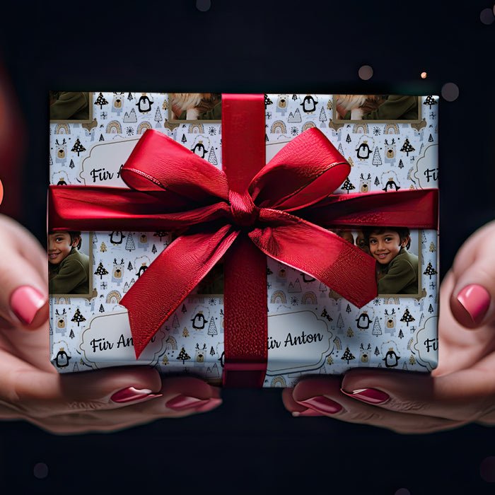Geschenkpapier personalisiert Geschenkpapier Weihnachten Rentier Text Foto M0054 - Bild 4