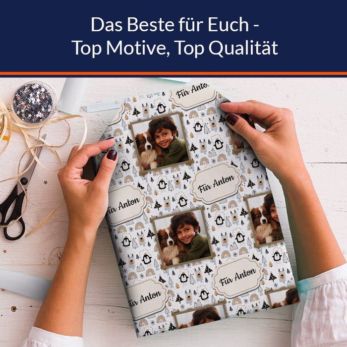 Geschenkpapier personalisiert Geschenkpapier Weihnachten Rentier Text Foto M0054 - Bild 5