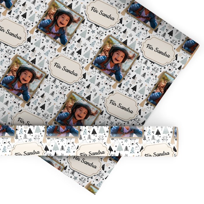Geschenkpapier personalisiert Geschenkpapier Weihnachten Rentier Text Foto M0055 - Bild 1 Geschenkpapier personalisiert Geschenkpapier Weihnachten Rentier Text Foto M0055 - Bild 1