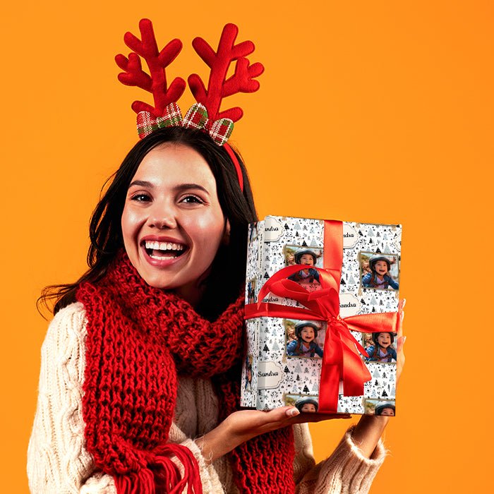 Geschenkpapier personalisiert Geschenkpapier Weihnachten Rentier Text Foto M0055 - Bild 2 Geschenkpapier personalisiert Geschenkpapier Weihnachten Rentier Text Foto M0055 - Bild 2