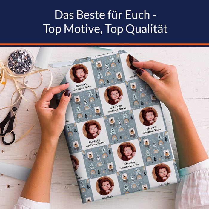 Geschenkpapier personalisiert Geschenkpapier Weihnachten Eisbär Text Foto M0056 - Bild 5 Geschenkpapier personalisiert Geschenkpapier Weihnachten Eisbär Text Foto M0056 - Bild 5