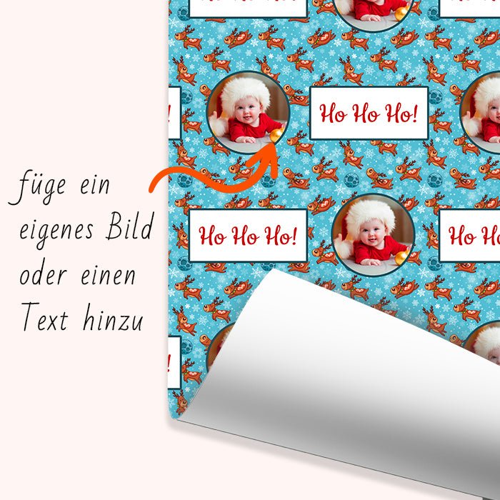 Geschenkpapier personalisiert Geschenkpapier Weihnachten Rentier Foto Text M0059 - Bild 6