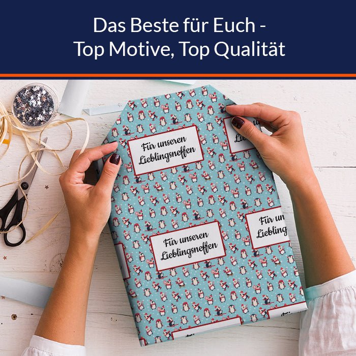 Geschenkpapier personalisiert Geschenkpapier Weihnachten Pinguin Text M0060 - Bild 5 Geschenkpapier personalisiert Geschenkpapier Weihnachten Pinguin Text M0060 - Bild 5
