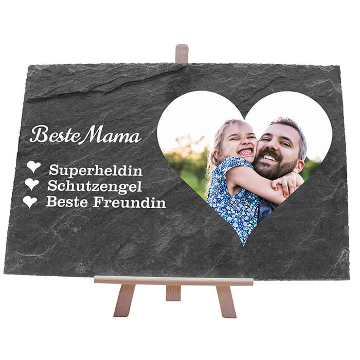 Schiefertafel mit Staffelei Herz Beste Mama M0062 - Bild 1