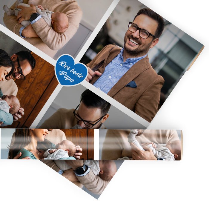 Geschenkpapier personalisiert Geschenkpapier Collage Bester Papa 4 Fotos M0069 - Bild 1 Geschenkpapier personalisiert Geschenkpapier Collage Bester Papa 4 Fotos M0069 - Bild 1