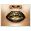 Poster schwarze Frauenlippen mit Gold, Frau, Lippen M0078