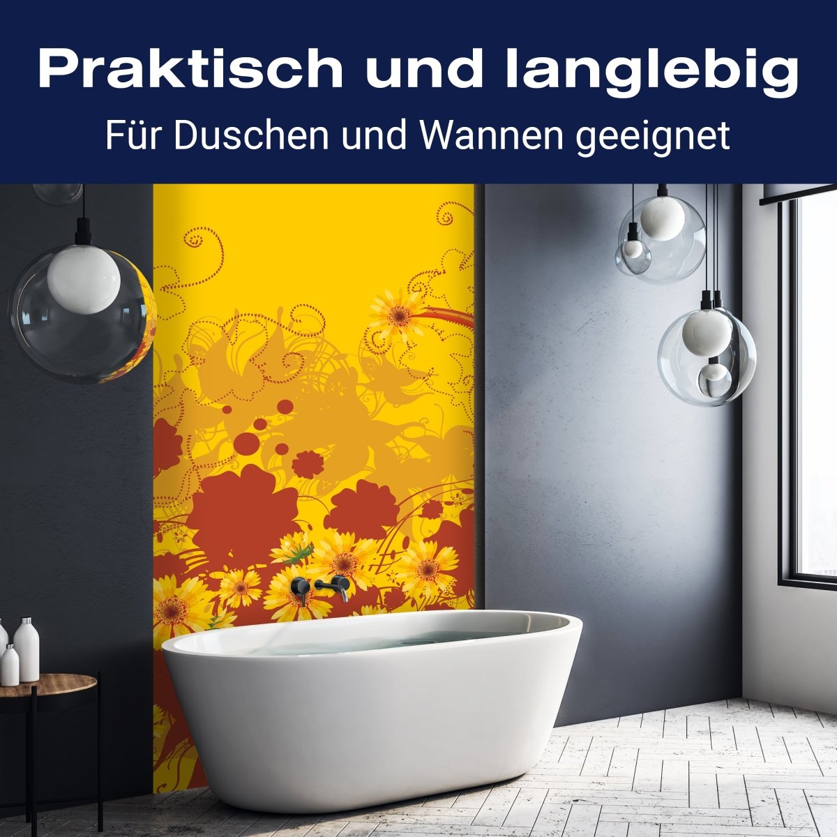 Duschwand Sophie Blüten M0086 entdecken - Bild 3 Duschwand Sophie Blüten M0086 entdecken - Bild 3