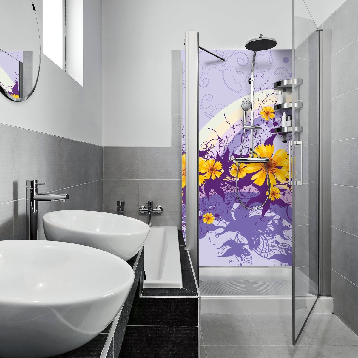 Duschwand Franziska Blüten M0087 entdecken - Bild 1 Duschwand Franziska Blüten M0087 entdecken - Bild 1